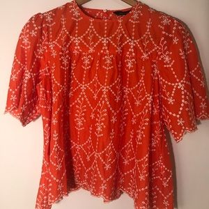 Zara Embroidered eyelet blouse